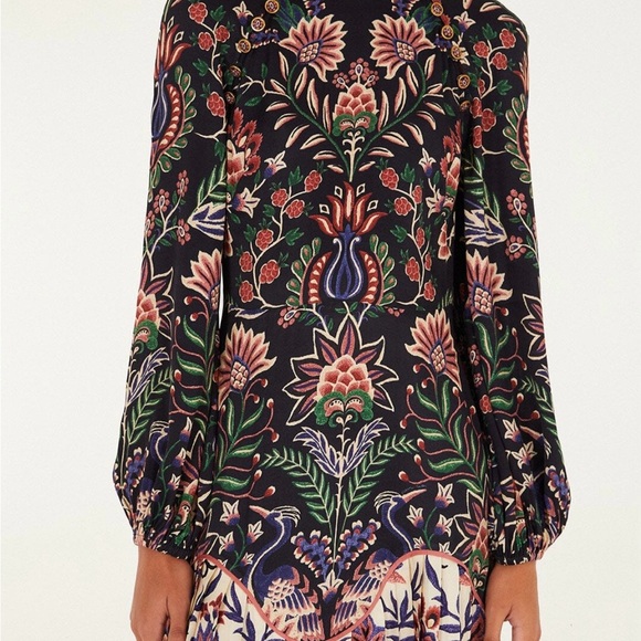 Farm Rio Black Marvelous Garden Floral Black Dress NWT Sz L - Picture 4 of 10